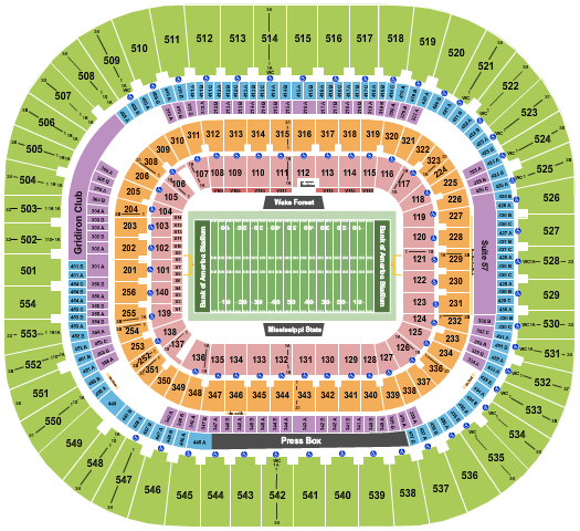Bank Of America Stadium Duke's Mayo Bowl Seating Chart